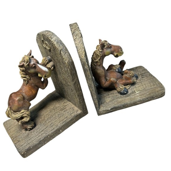 Montana Silversmiths Elmer Horses Laying Reclining Vintage Western Bookends - Picture 1 of 11